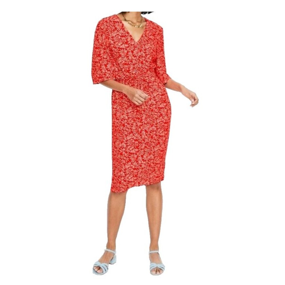 Boden Ines Midi Sheath Dress size 8US/12 UK Bell Sleeve V-Neck Elegant Old Money
